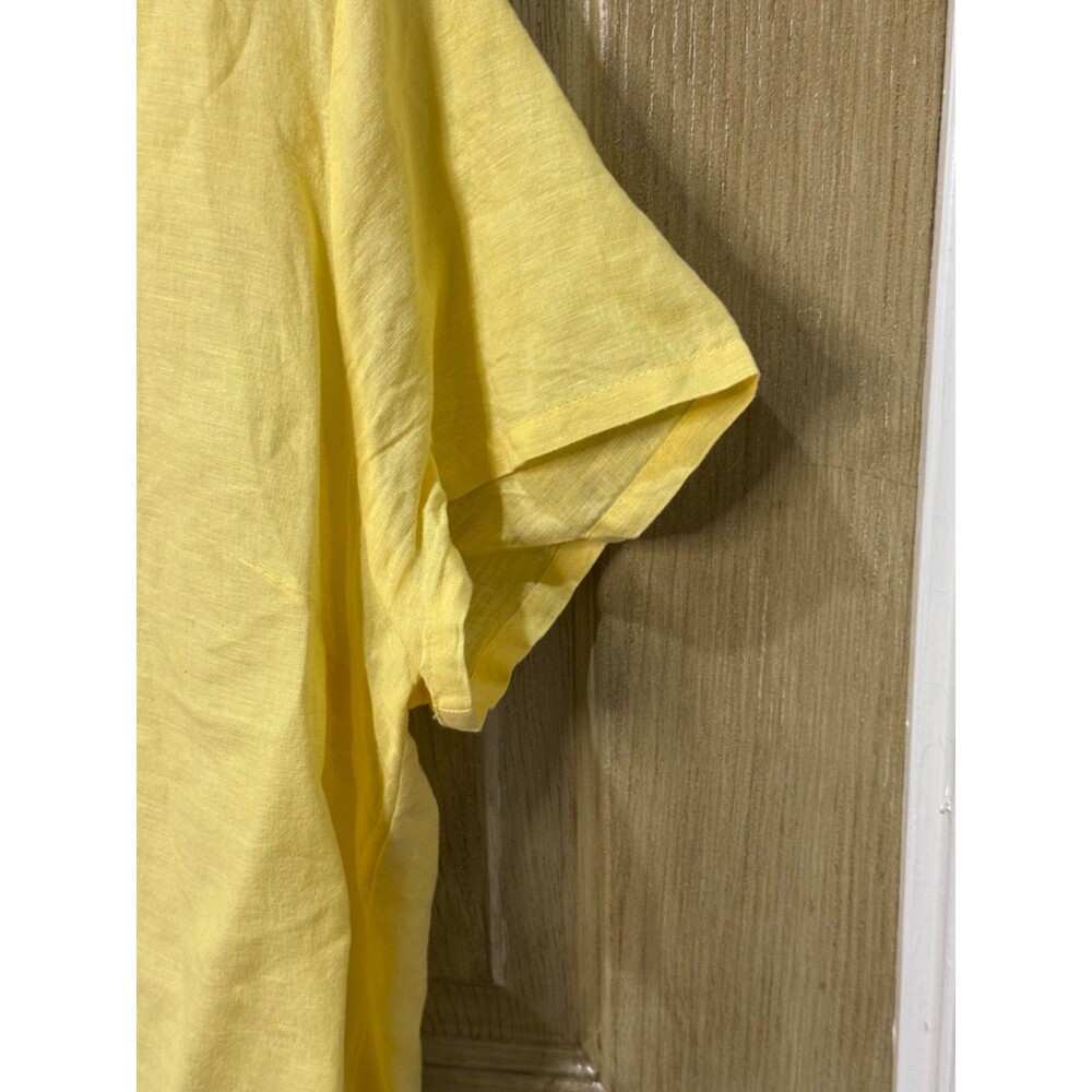 J.CREW Shirt Womens XXL Butter Yellow Linen Cotton Button Up Top - Picture 4 of 6
